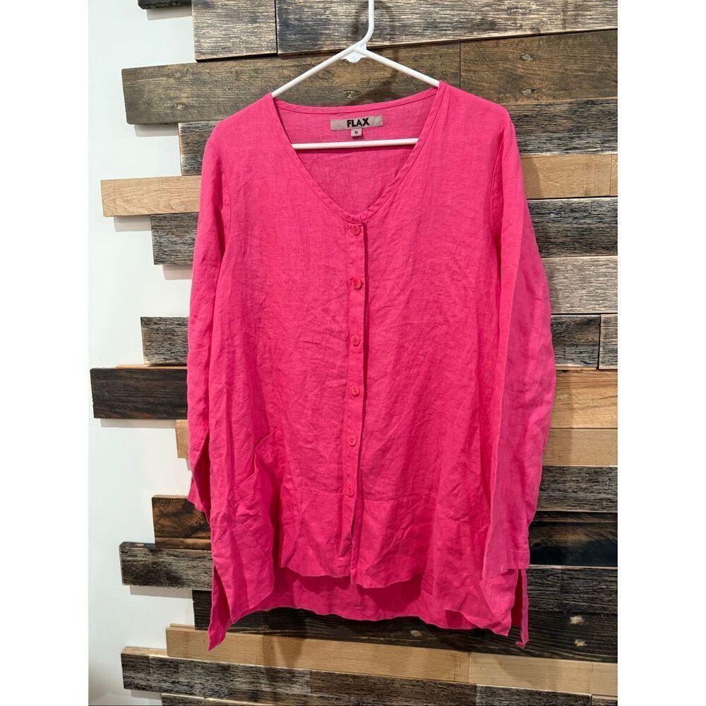 Flax NWOT button front linen pink jacket shacket size Small - Picture 2 of 9